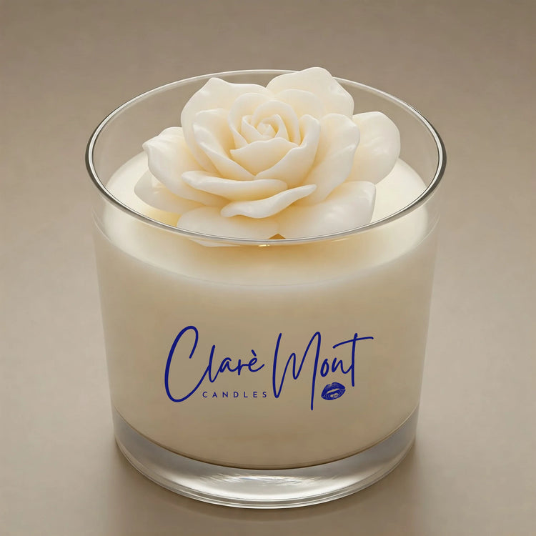 Beautiful dish of blooms, fragrant woods and herbs - Clare' Mont Candles